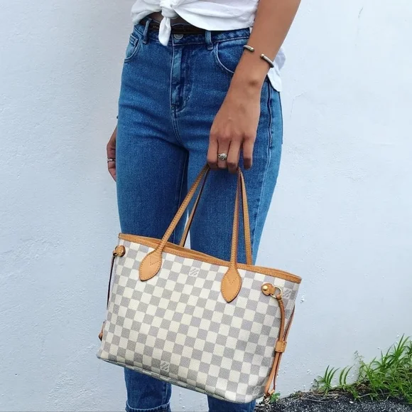 Rare! Like New! Authenticated LOUIS VUITTON N40605 Neverfull PM DAMIER AZUR - Picture 5 of 16